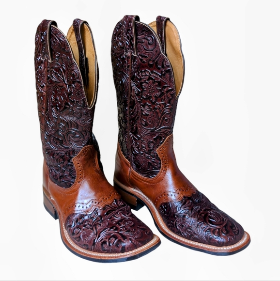 NWOT Boulet Canada Hand Made Hand Tooled Cowgirl Square Toe Women's Size 7 C - Picture 9 of 9